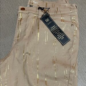 DG2 by Diane Gilman Gold Striped Crop Jeans
